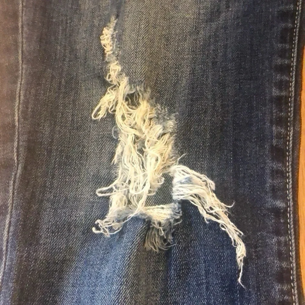 KUT FROM THE KLOTH WOMENS DISTRESSED FIVE POCKET STRAIGHT LEG JEANS BLUE SIZE 4